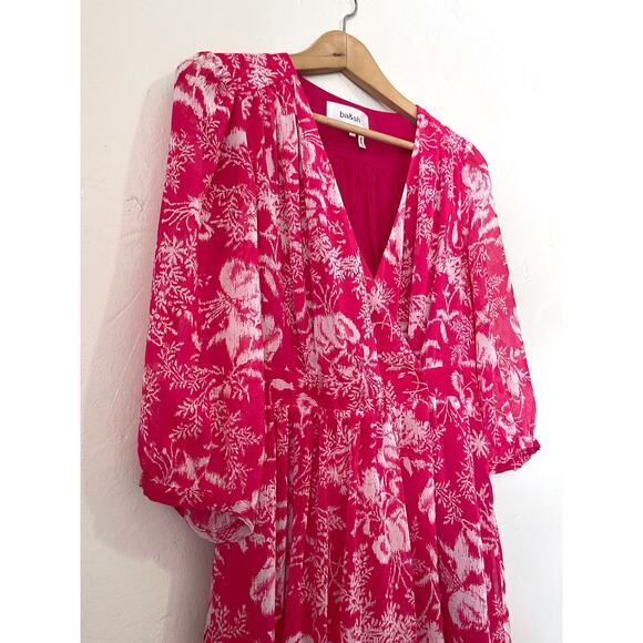 BA&SH NWOT Ulia Floral Wrap Tropical Mini Dress in Rose Size M - Picture 7 of 16